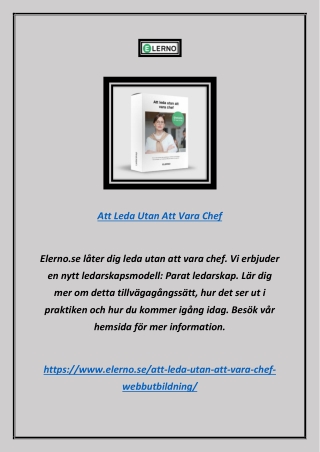 Att Leda Utan Att Vara Chef | Eleno.se