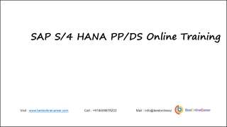 SAP S4 HANA PPDS Online Training | S4 HANA PPDS Training | S4 HANA PPDS Training