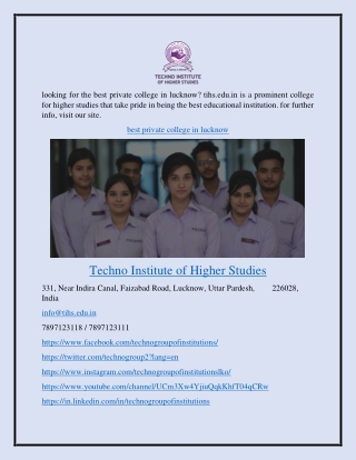 best private college in lucknow tihs.edu.in