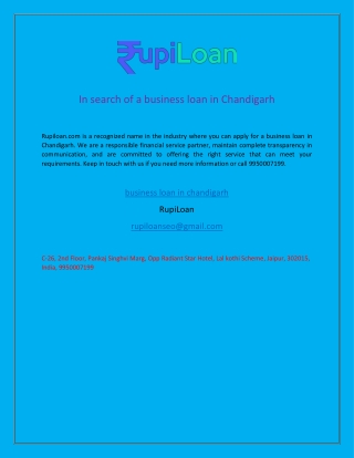 In search of a business loan in Chandigarh