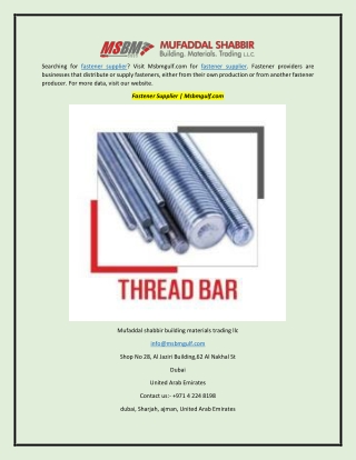 Fastener Supplier | Msbmgulf.com