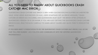 A quick method to remove QuickBooks Crash Catcher Mac error