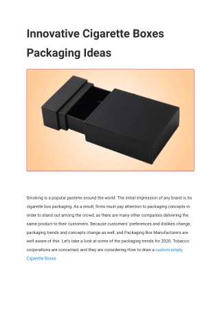 Innovative Cigarette Boxes Packaging Ideas