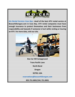 Atv Rental Services Coos Bay | Boxcarhilloregon.com