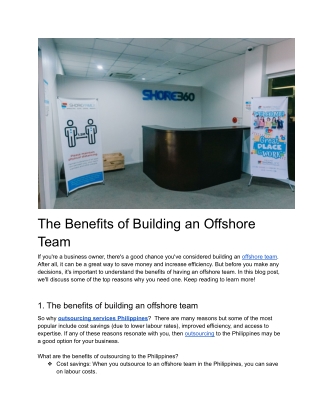 The Benefits of Building an Offshore Team