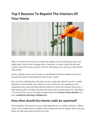 Interior house painter in Melbourne