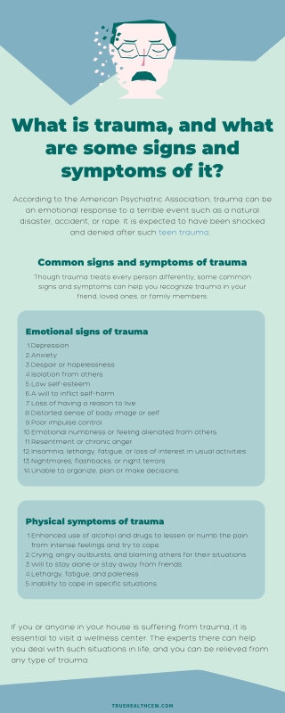 What is trauma, and what are some signs and symptoms of it?
