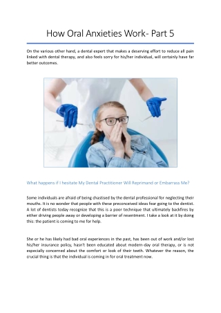 How Oral Anxieties Work - Part 5