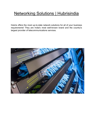 Networking Solutions  | Hubrisindia