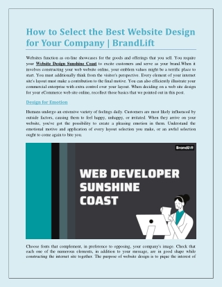 How to Select the Best Website Design for Your Company