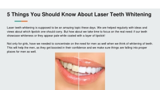 5 Things You Should Know About Laser Teeth Whitening