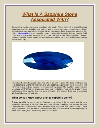 What Is A Sapphire Stone Associated With