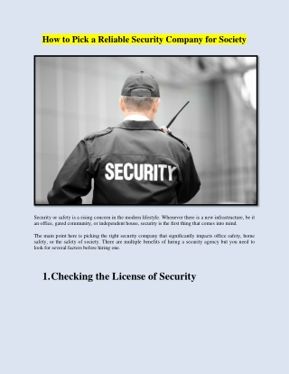 How to Pick a Reliable Security Company for Societ