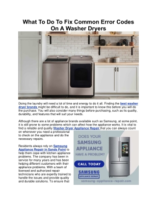 What To Do To Fix Common Error Codes On A Washer Dryers