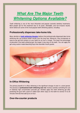 What Are The Major Teeth Whitening Options Available