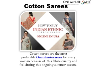Buy Designer Indian Ethnic Cotton Sarees Online In USE