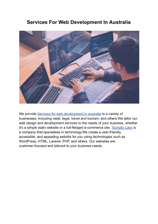 Services For Web Development In Australia