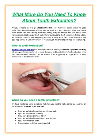 What More Do You Need To Know About Tooth Extraction