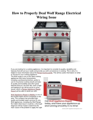 How to Properly Deal Wolf Range Electrical Wiring Issue