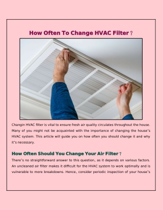 How Often Should You Change Your HVAC Filter?