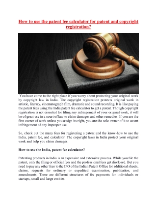 How to use the patent fee calculator for patent and copyright registration