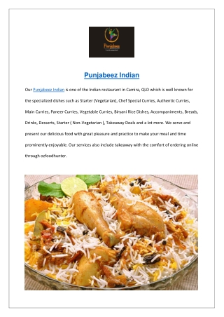 $5 off - Punjabeez Indian Restaurant Menu Camira, QLD