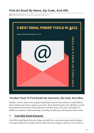 1Find An Email By Name Zip Code And URL