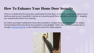 How To Enhance Your Home Door Security