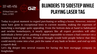 Blunders To Sidestep While Playing Laser Tag