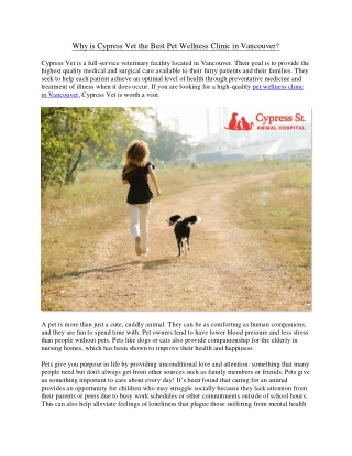 Why is Cypress Vet the Best Pet Wellness Clinic in Vancouver
