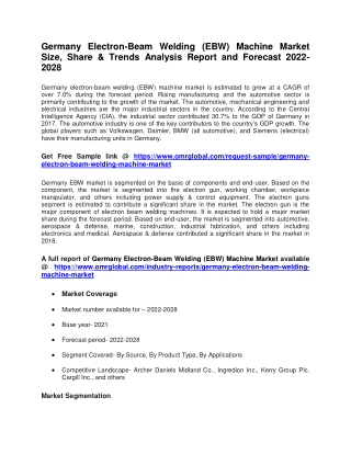 Germany Electron-Beam Welding (EBW) Machine Market
