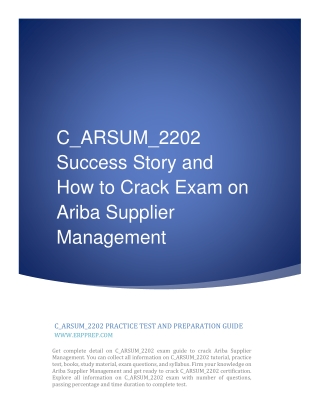 C_ARSUM_2202 Success Story and How to Crack Exam on Ariba Supplier Management