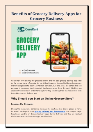 Benefits of Grocery Delivery Apps for Grocery Business