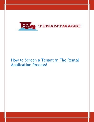 How to Screen a Tenant in The Rental Application Process