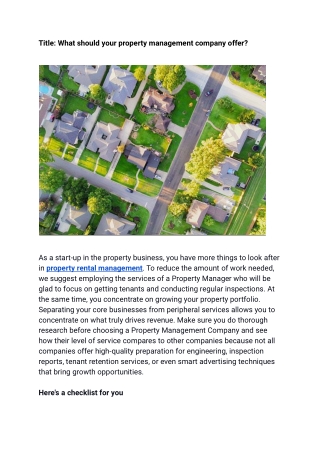 What should your property management company offer