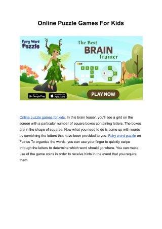 Online Puzzle Games For Kids