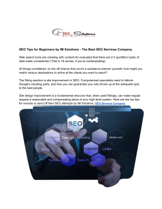 SEO Tips for Beginners by IM Solutions - The Best SEO Services Company