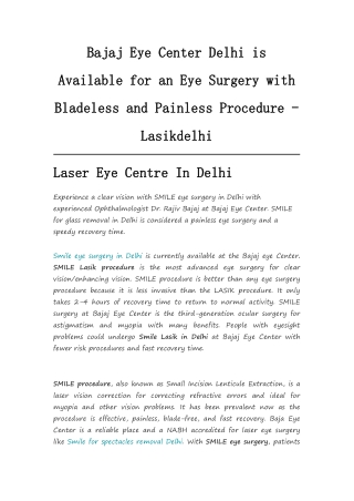 Laser Eye Centre In Delhi - Removemypain