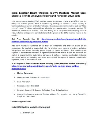 India Electron-Beam Welding (EBW) Machine Market