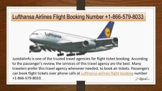 Lufthansa Airlines Flight Booking Number  1-886-579-8033
