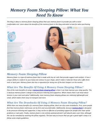 Memory Foam Sleeping Pillow: What You Need To Know