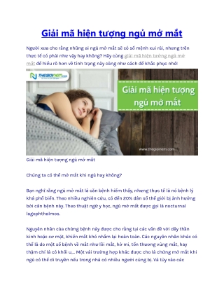 Giải mã hiện tượng ngủ mở mắt