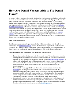 How Are Dental Veneers Able to Fix Dental Flaws
