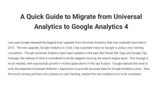 A Quick Guide to Migrate from Universal Analytics to Google Analytics 4