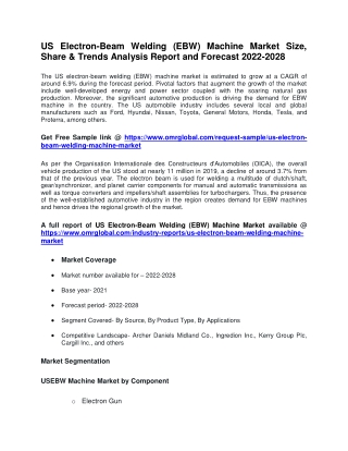 US Electron-Beam Welding (EBW) Machine Market