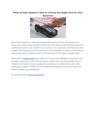 Point of Sale Systems: How to Choose the Right One for Your Business