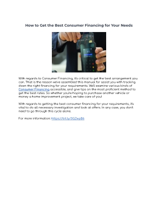 How to Get the Best Consumer Financing for Your Needs