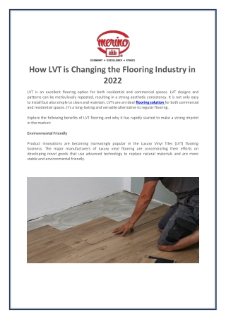 How LVT is Changing the Flooring Industry in 2022