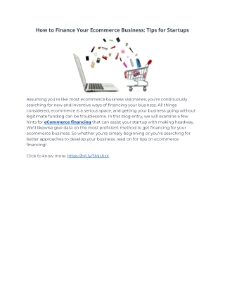 How to Finance Your Ecommerce Business: Tips for Startups