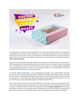How Custom Paper Cake Boxes Will Boost Your Product Sales?